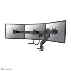 Neomounts by Newstar Select NM-D775DX3BLACK Full Motion Dual Desk Mount (clamp & grommet) with crossbar and handle for three 17-27" Monitor Screens, Height Adjustable (gas spring) - Black